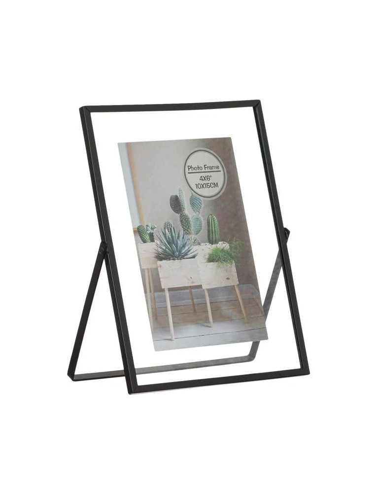 Rama Foto Decorativa Metalica Transparenta Suport Negru 10x15cm