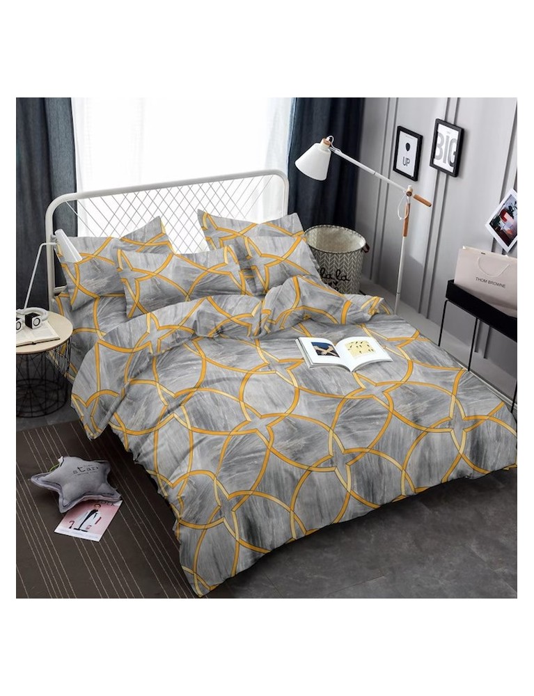 Lenjerie De Pat, Set 2 Piese, Fata De Patura 140x200 cm, Perna 70x80 cm, Multicolor, Imprimare 3D, Fermuar