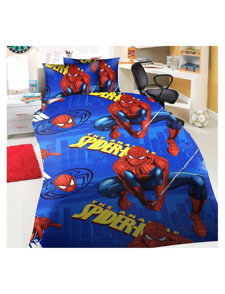 Lenjerie de pat copii Amazing Spiderman 2, bumbac 100%, 3 piese, multicolor
