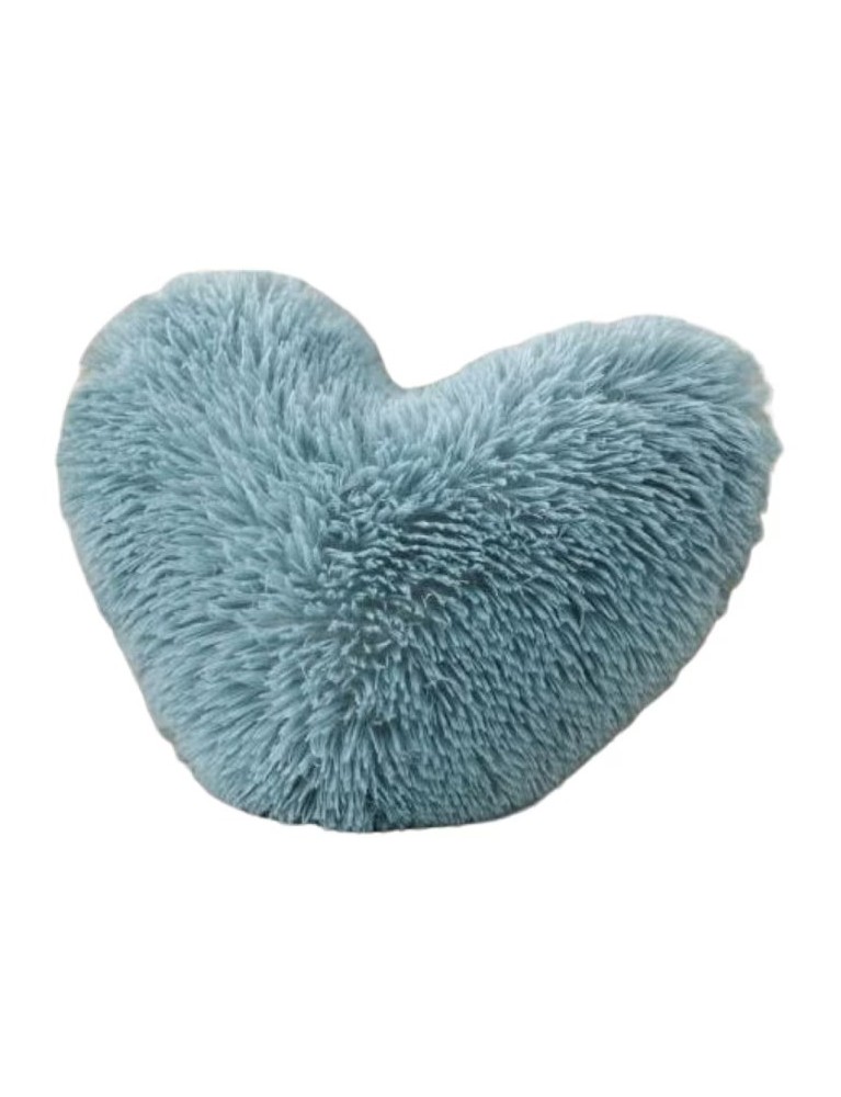 Perna decorativa Fluffy, forma Inima, 40x30x10cm, Albastru Menta