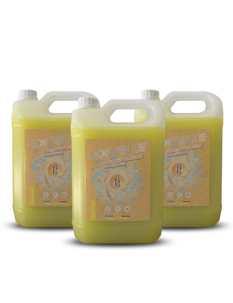 Pachet Softelle 300 spalari , 15 l Detergent Esenta Dulce + 10 Lavete GRATIS