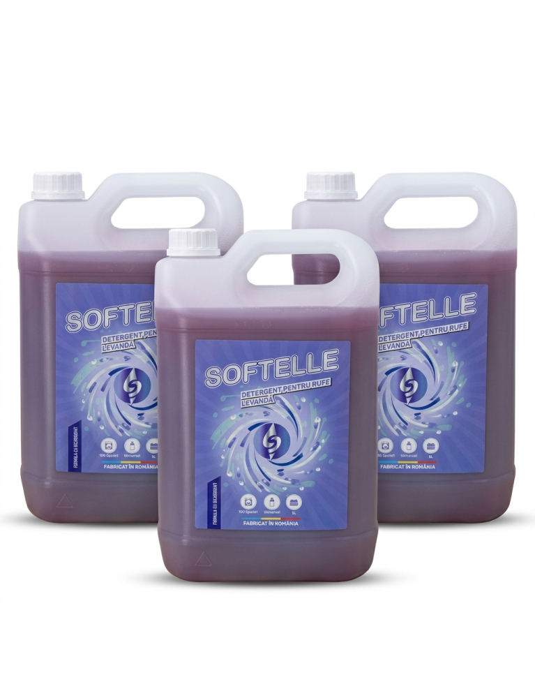 Pachet Softelle 300 spalari , 15 l Detergent Lavanda + 10 Lavete GRATIS